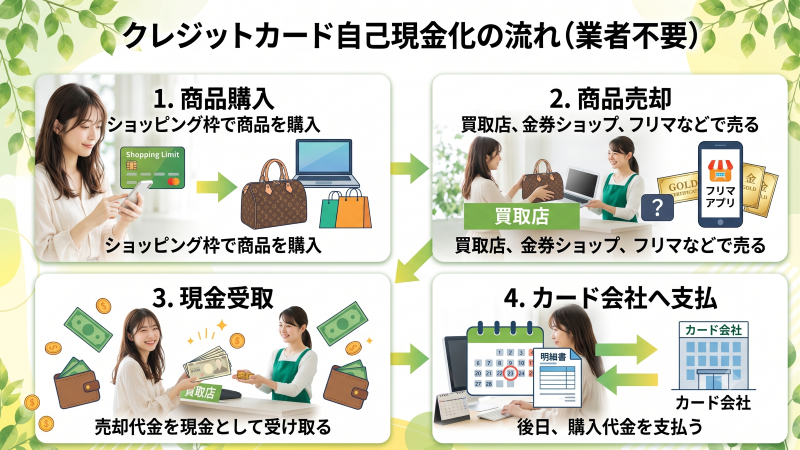 クレジットカード現金化を自分でするときの流れ