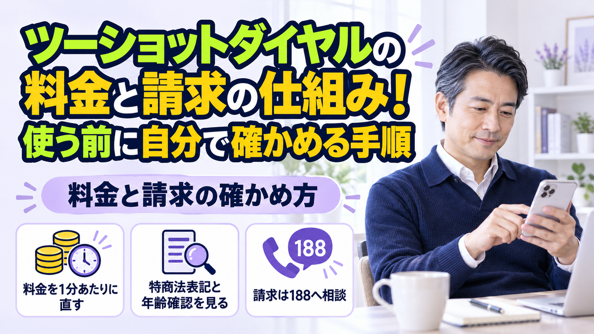 ツーショットダイヤルの料金と請求の仕組み!使う前に自分で確かめる手順
