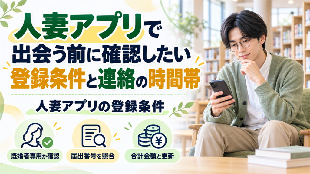人妻アプリで出会う前に確認したい登録条件と連絡の時間帯