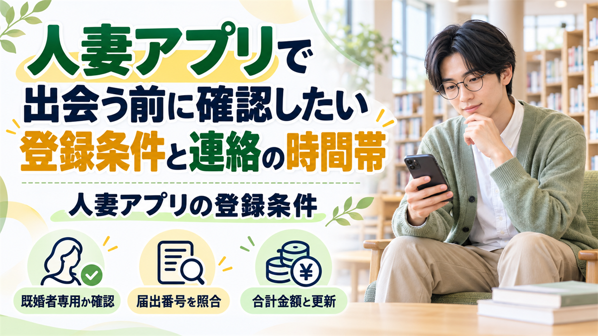 人妻アプリで出会う前に確認したい登録条件と連絡の時間帯