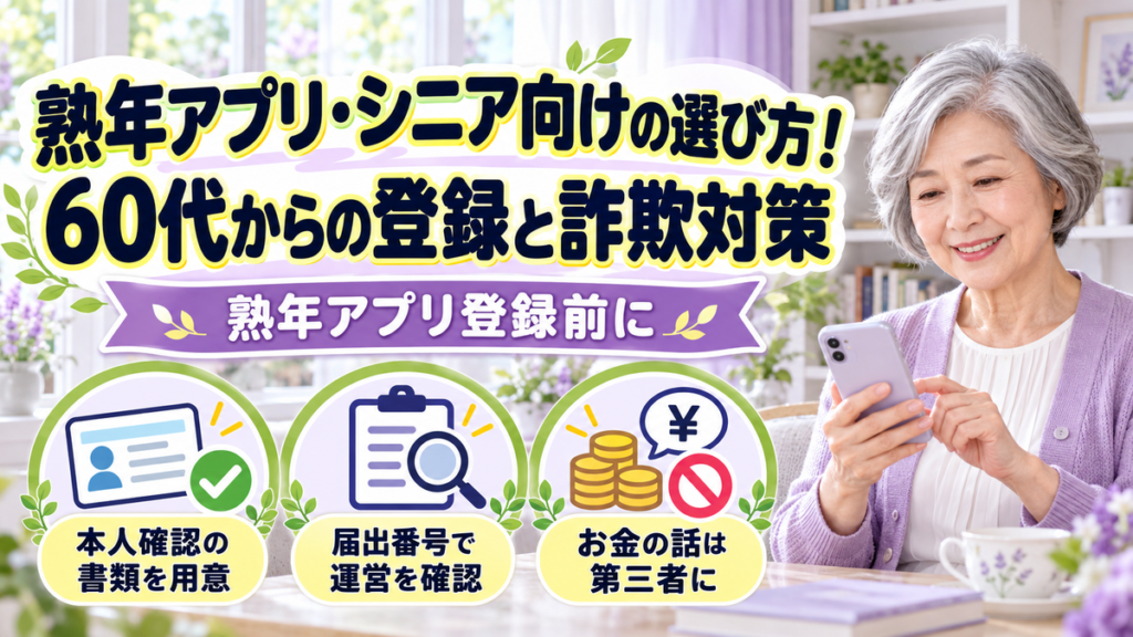 熟年アプリ・シニア向けの選び方！60代からの登録と詐欺対策
