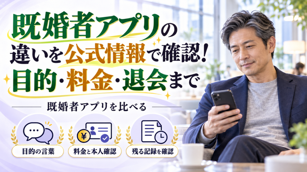 既婚者アプリの違いを公式情報で確認！目的・料金・退会まで