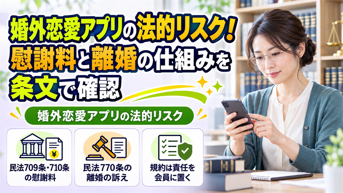 婚外恋愛アプリの法的リスク！慰謝料と離婚の仕組みを条文で確認