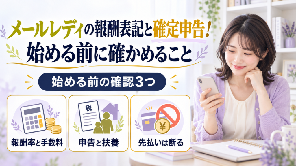 メールレディの報酬表記と確定申告！始める前に確かめること