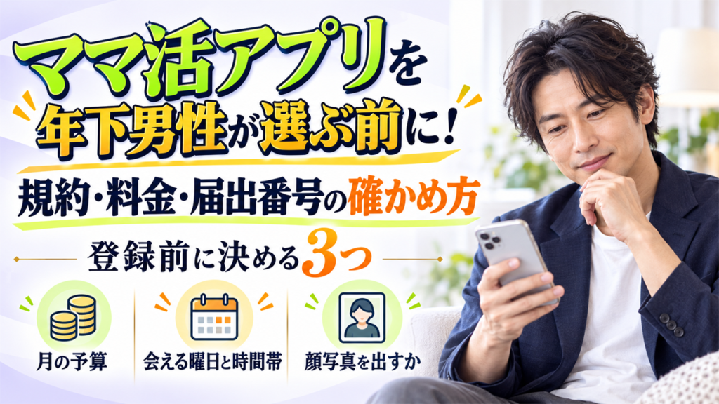 ママ活アプリを年下男性が選ぶ前に！規約・料金・届出番号の確かめ方