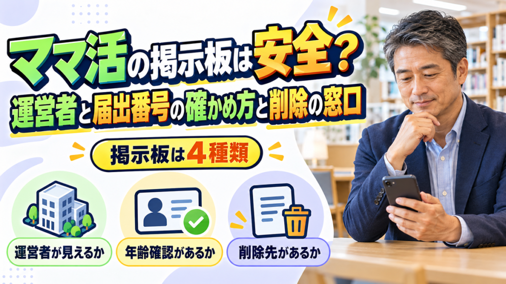 ママ活の掲示板は安全？運営者と届出番号の確かめ方と削除の窓口