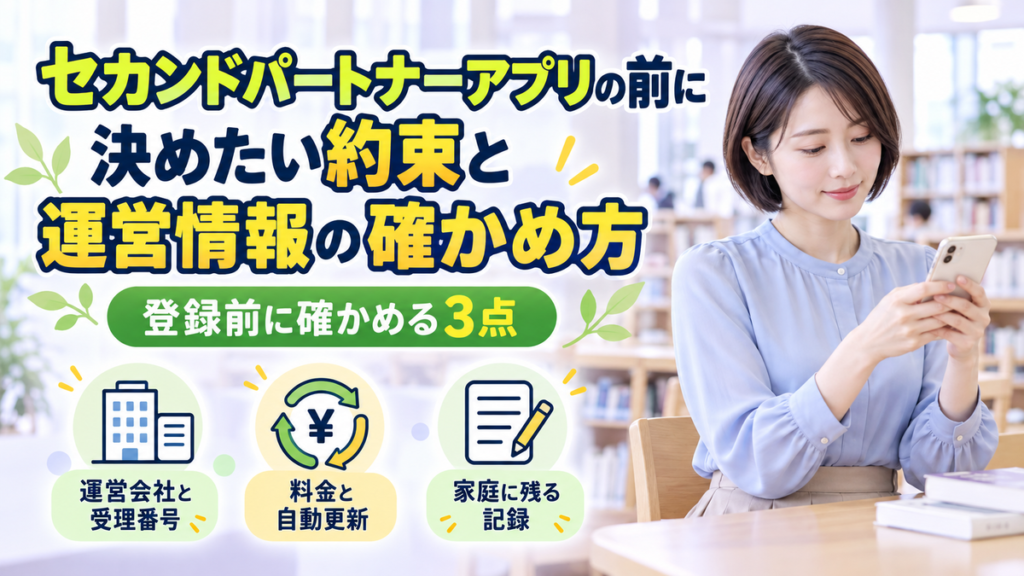 セカンドパートナーアプリの前に決めたい約束と運営情報の確かめ方