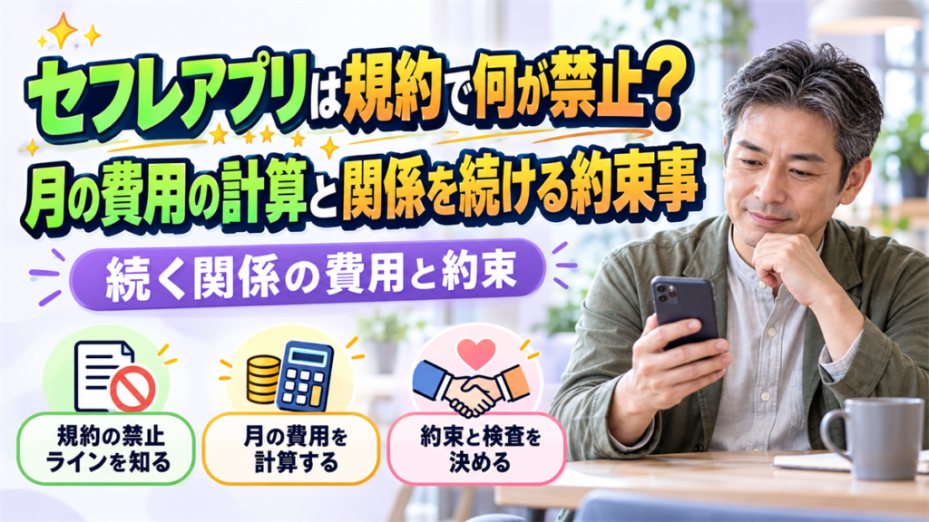 セフレアプリは規約で何が禁止？月の費用の計算と関係を続ける約束事