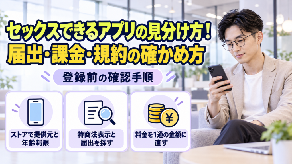 セックスできるアプリの見分け方！届出・課金・規約の確かめ方