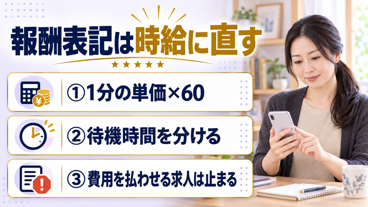 報酬表記は時給に直す