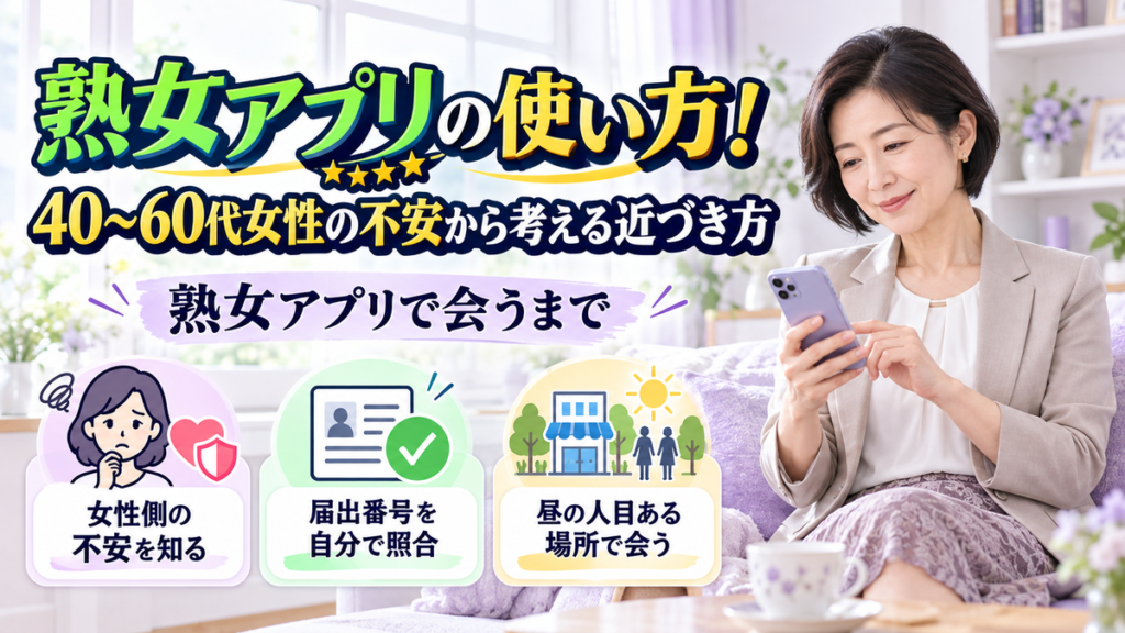 熟女アプリの使い方！40〜60代女性の不安から考える近づき方